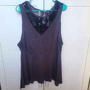 Torrid Gray and Black Lace Peplum Top